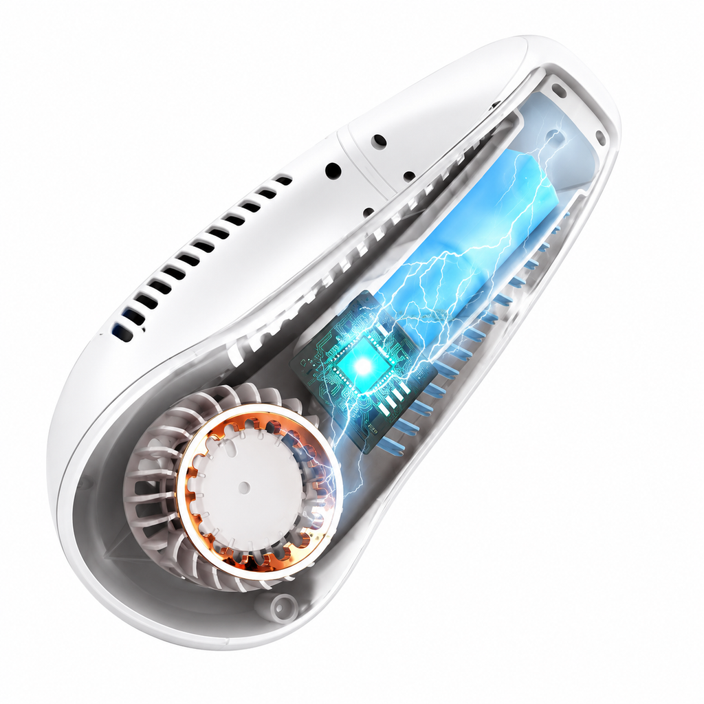 Bladeless Neck Fan with LED Digital Display – Rechargeable Hands-Free Portable Air Cooler, Quiet Personal Fan for Travel & Camping